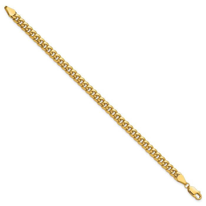 14K Solid Yellow Gold 5.25mm Miami Cuban Curb Link Chain Bracelet