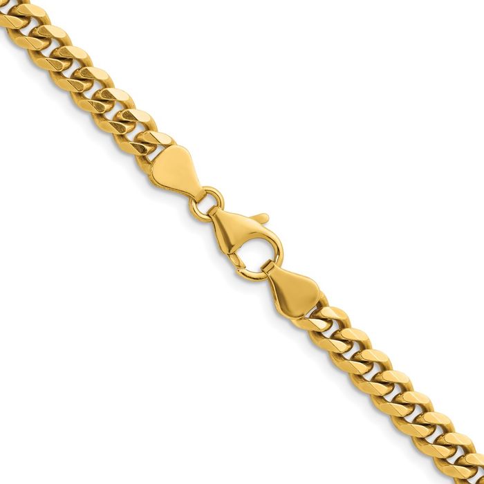 14K Solid Yellow Gold 5.5mm Curb Link Chain Necklace