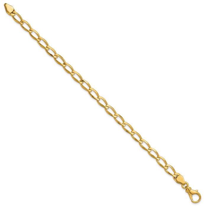 14K Solid Yellow Gold 5.7mm Curb Link Chain Bracelet