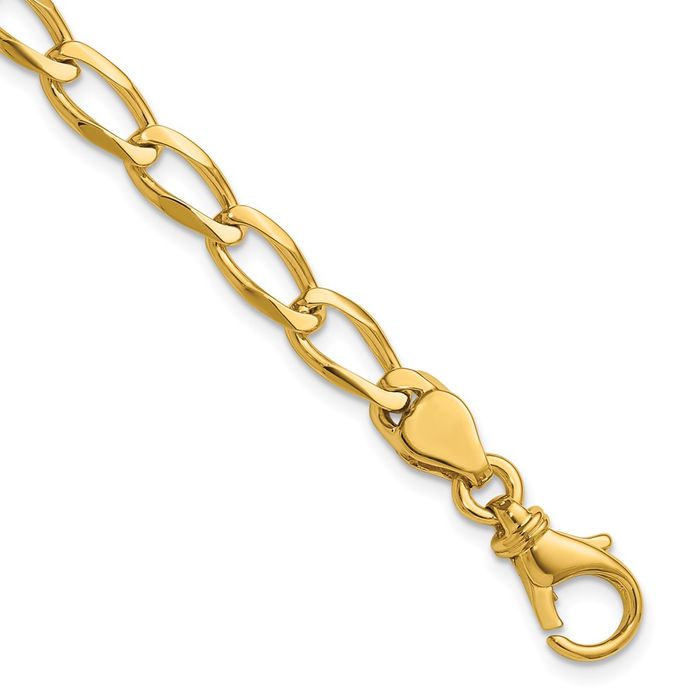 14K Solid Yellow Gold 5.7mm Curb Link Chain Bracelet