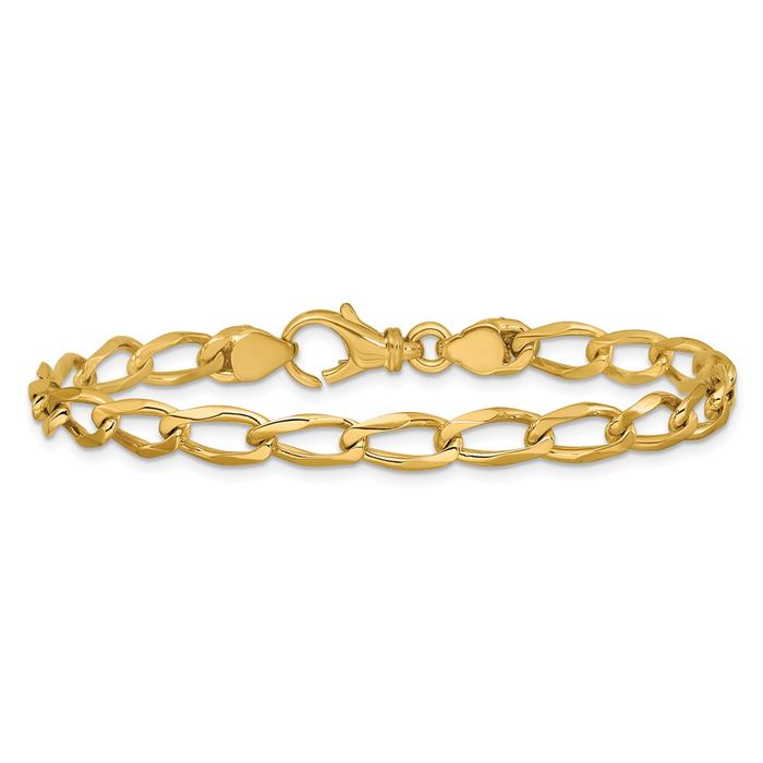 14K Solid Yellow Gold 5.7mm Curb Link Chain Bracelet