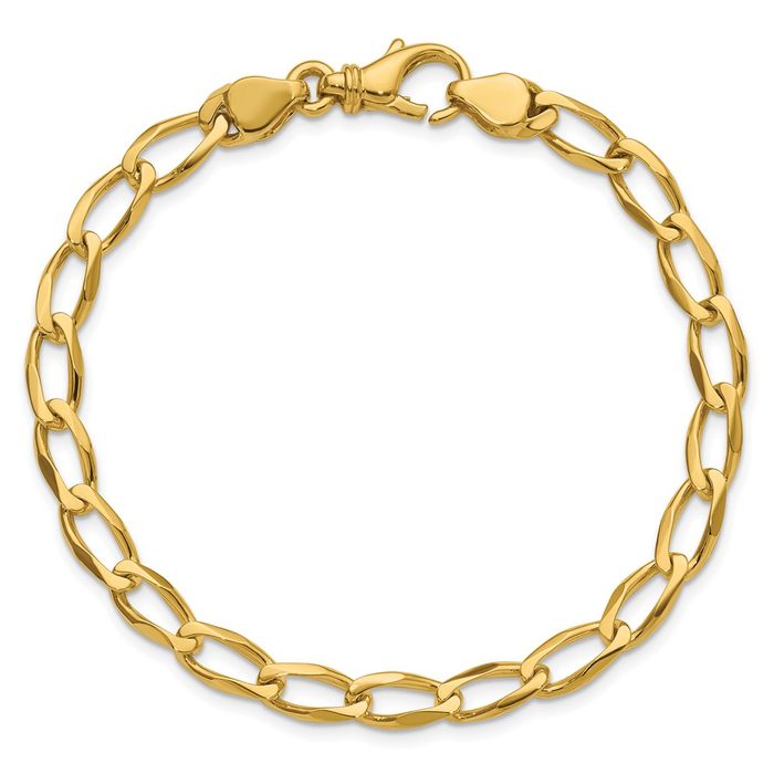 14K Solid Yellow Gold 5.7mm Curb Link Chain Bracelet