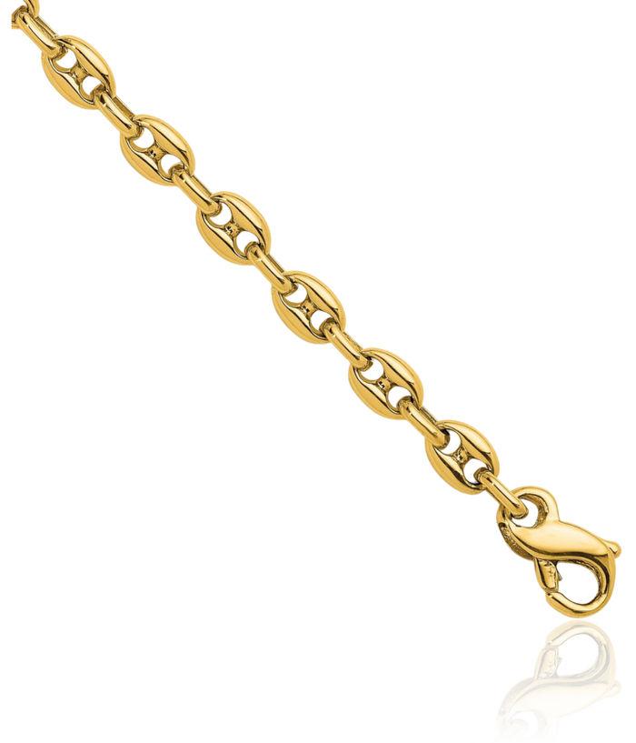 14K Solid Yellow Gold 5mm Anchor Puffed Gucci Mariner Link Chain Necklace