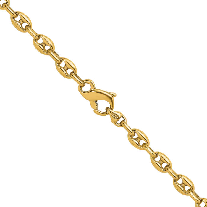 14K Solid Yellow Gold 5mm Anchor Puffed Gucci Mariner Link Chain Necklace