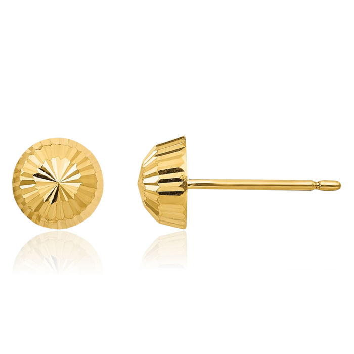 14K Solid Yellow Gold 5mm Button Stud Earrings