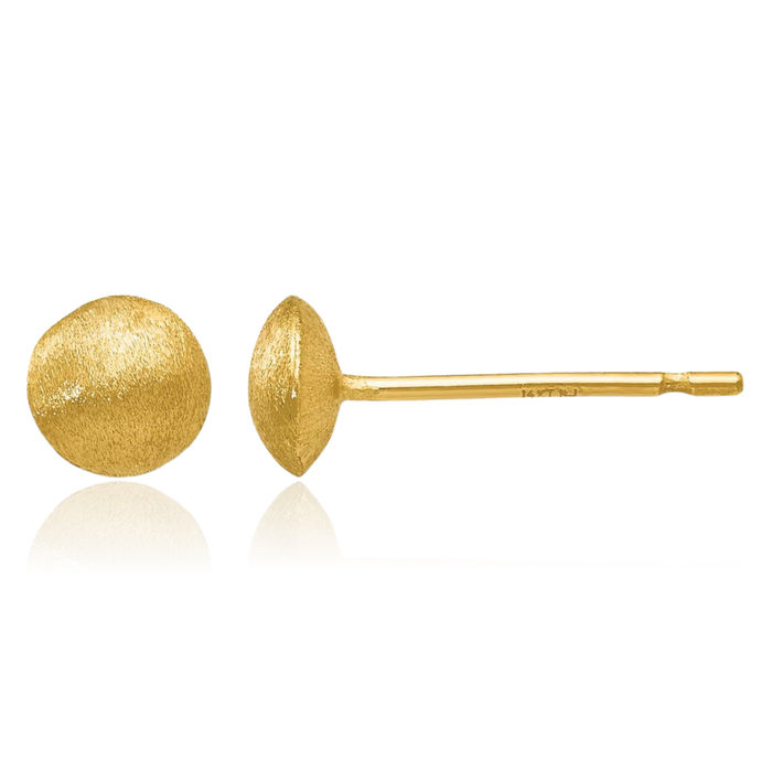 14K Solid Yellow Gold 5mm Button Stud Earrings