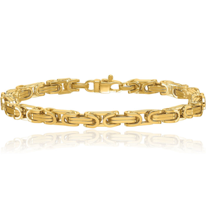 14K Solid Yellow Gold 5mm Byzantine Link Chain Bracelet