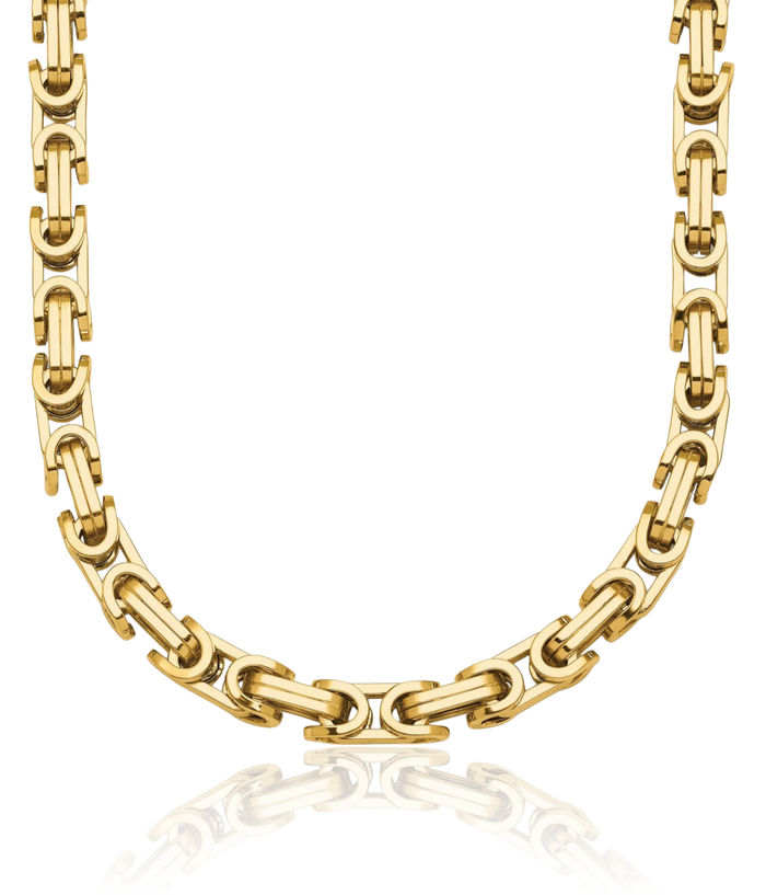 14K Solid Yellow Gold 5mm Byzantine Link Chain Necklace Viking