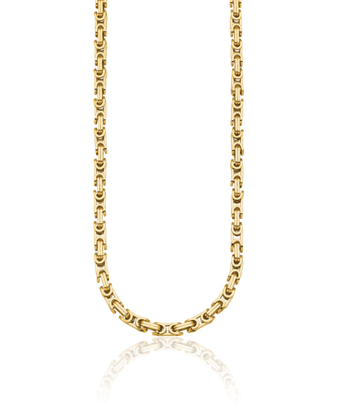 14K Solid Yellow Gold 5mm Byzantine Link Chain Necklace