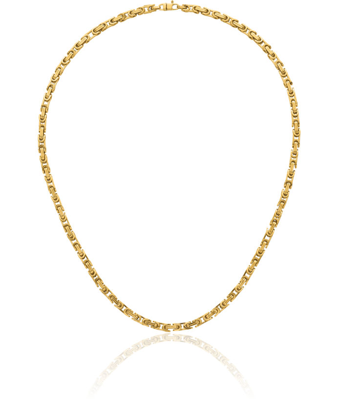 14K Solid Yellow Gold 5mm Byzantine Link Chain Necklace