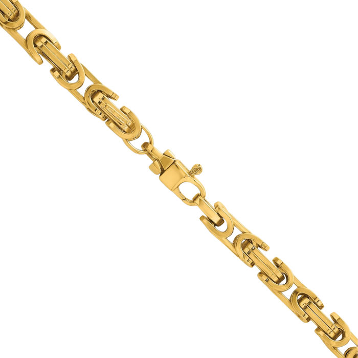 14K Solid Yellow Gold 5mm Byzantine Link Chain Necklace