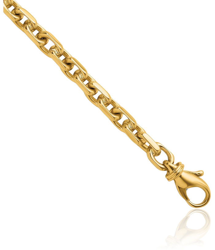 14K Solid Yellow Gold 5mm Edge Cable Rolo Link Chain Belcher Necklace