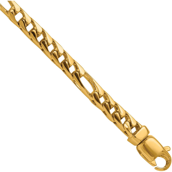 14K Solid Yellow Gold 5mm Figaro Link Franco Chain Bracelet