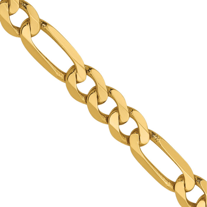 14K Solid Yellow Gold 5mm Figaro Link Chain Necklace