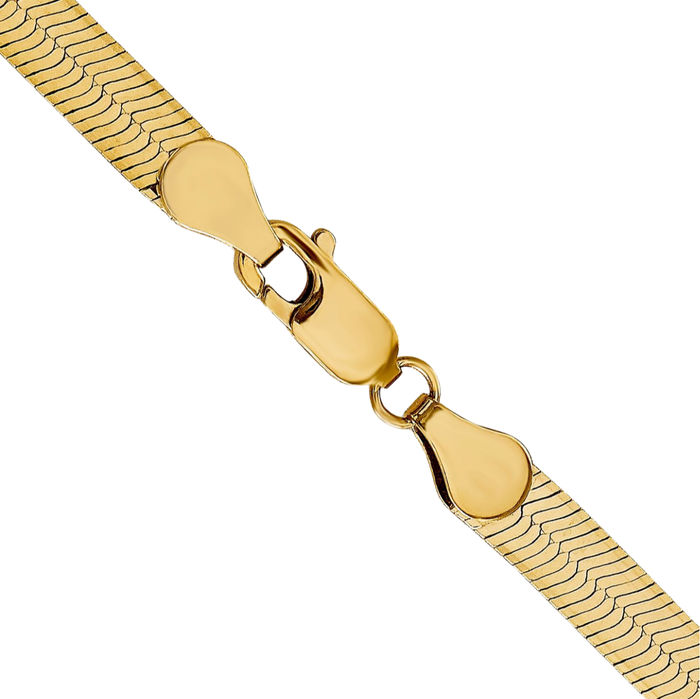 14K Solid Yellow Gold 5mm Herringbone Chain Necklace