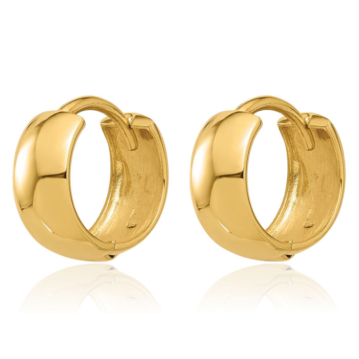 14K Solid Yellow Gold 5mm Huggie Round Mini Hoop Earrings