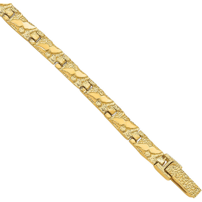 14K Solid Yellow Gold 5mm Chunky Nugget Chain Bracelet