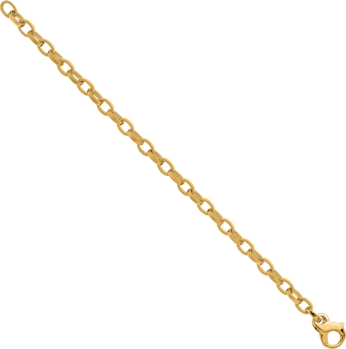 14K Solid Yellow Gold 5mm Oval Cable Rolo Link Chain Bracelet