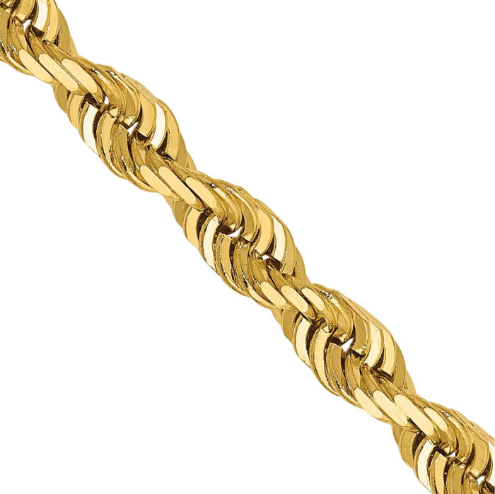 14K Solid Yellow Gold 5mm Quadruple Rope Chain Twisted Link Necklace