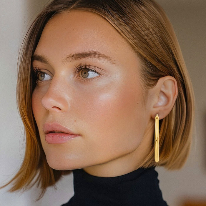 14K Solid Yellow Gold 5mm Tube Round Extra Large Hoop Earrings