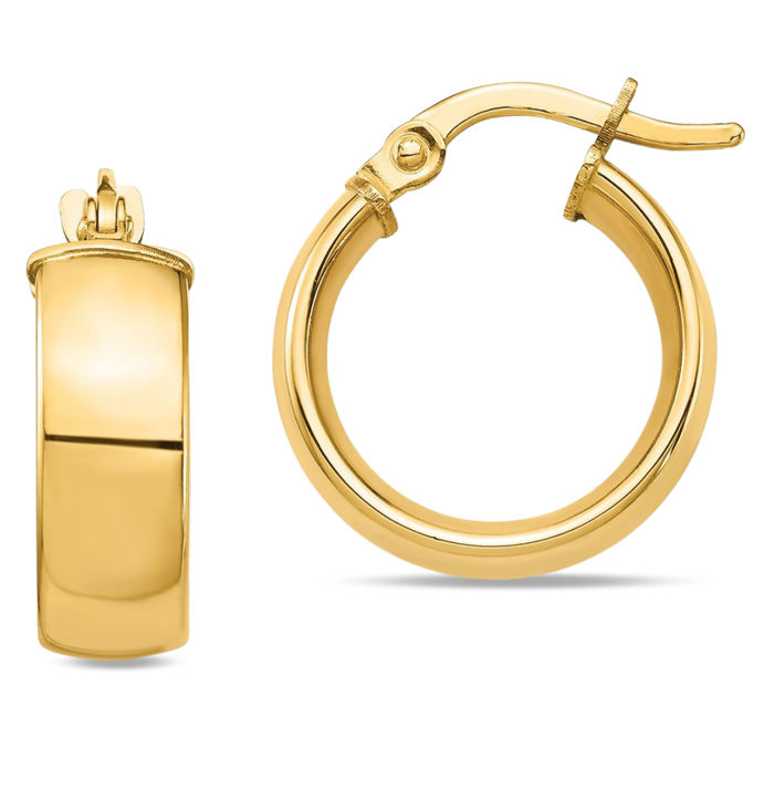 14K Yellow Gold High 5mm Hoop Earrings