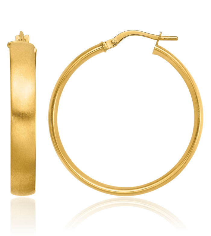 14K Solid Yellow Gold 5mm Round Medium Hoop Earrings