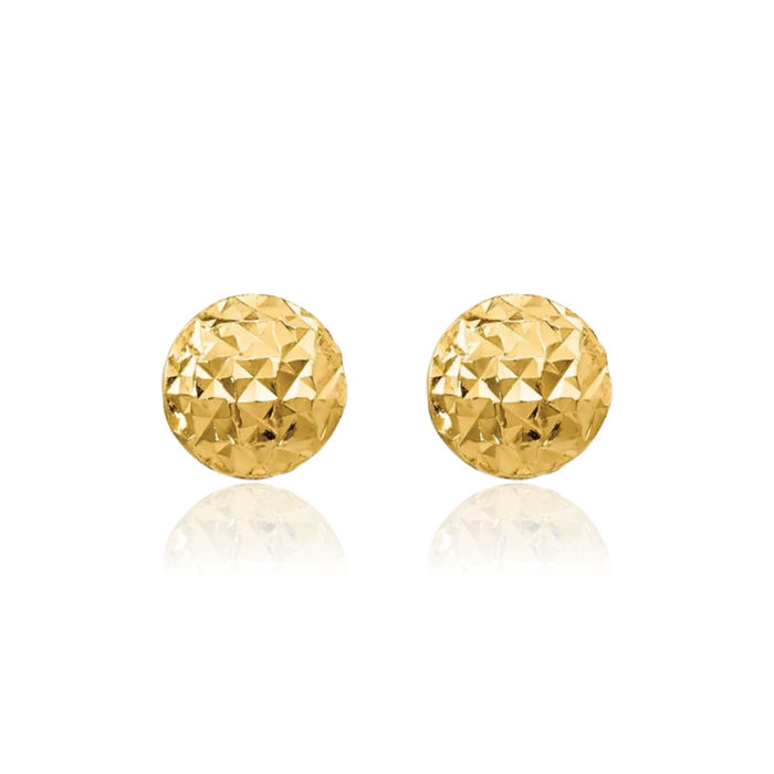 14K Solid Yellow Gold 5mm Circle Round Stud Earrings