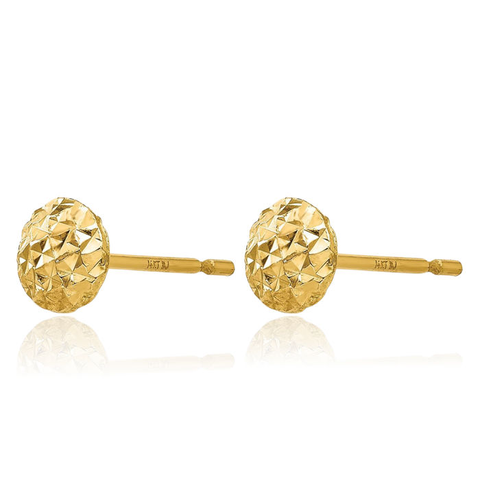 14K Solid Yellow Gold 5mm Circle Round Stud Earrings