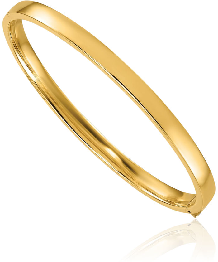 14K Solid Yellow Gold 5mm Square Tube Bangle Bracelet