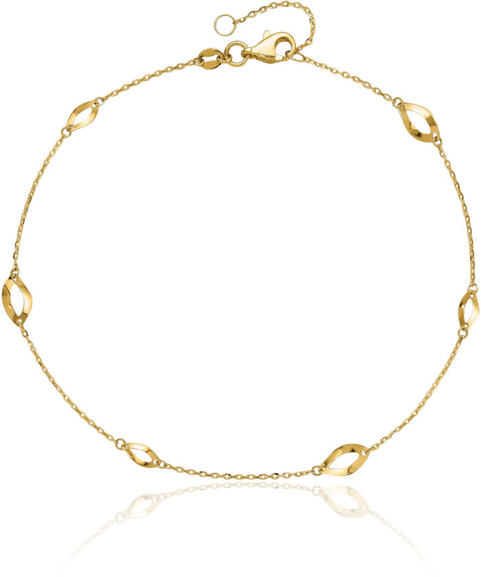 14K Solid Yellow Gold 6 Station Oval Link Anklet Summer Beach Foot Ankle Bracelet