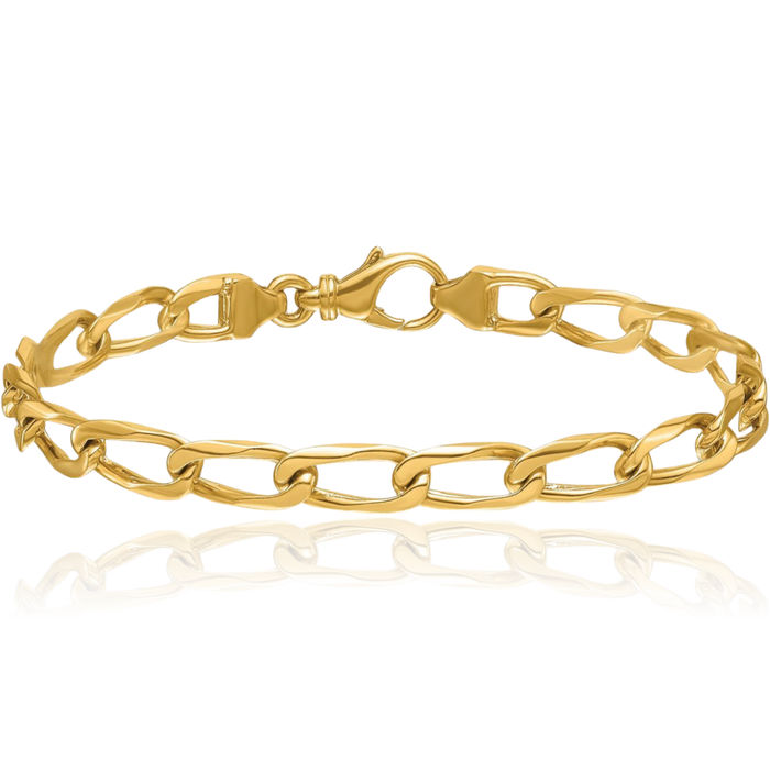 14K Solid Yellow Gold 6.1mm Curb Link Chain Bracelet