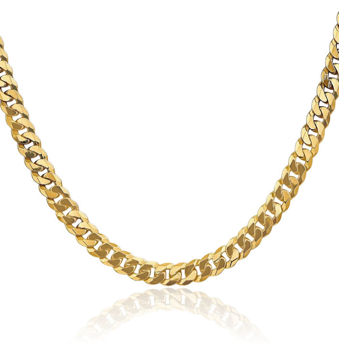 14K Solid Yellow Gold 6.25mm Curb Link Chain Necklace
