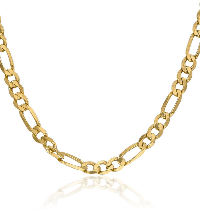 14K Solid Yellow Gold 6.25mm Figaro Link Chain Necklace