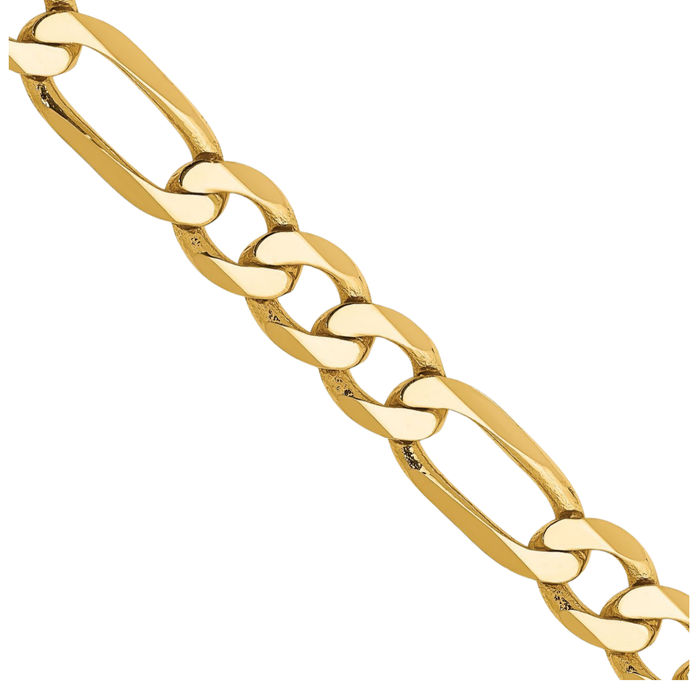 14K Solid Yellow Gold 6.25mm Figaro Link Chain Necklace