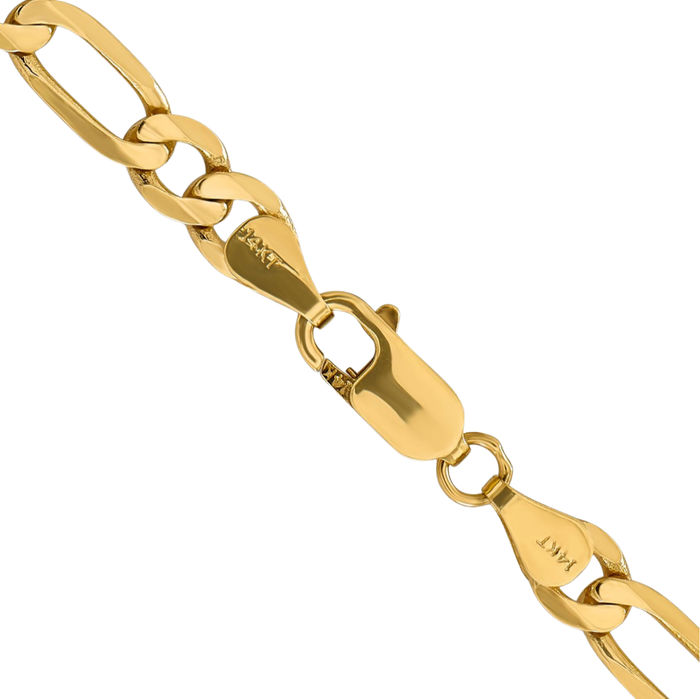 14K Solid Yellow Gold 6.25mm Figaro Link Chain Necklace