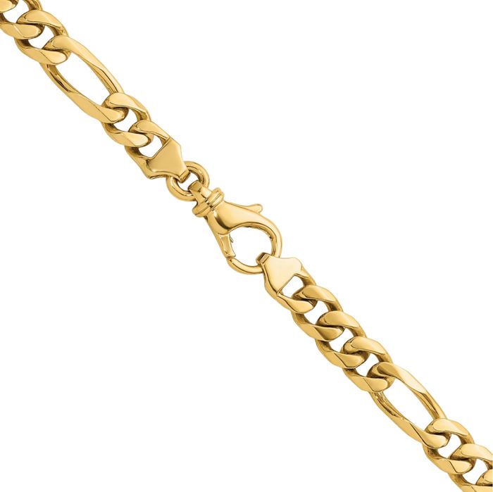 14K Solid Yellow Gold 6.2mm Figaro Link Chain Necklace