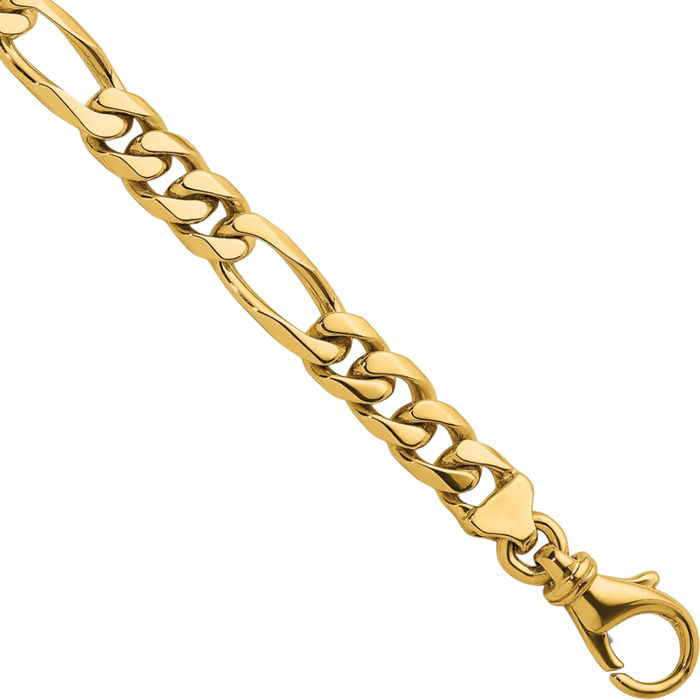 14K Solid Yellow Gold 6.2mm Figaro Link Chain Necklace