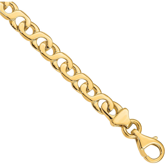 14K Solid Yellow Gold 6.2mm Link Chain Bracelet