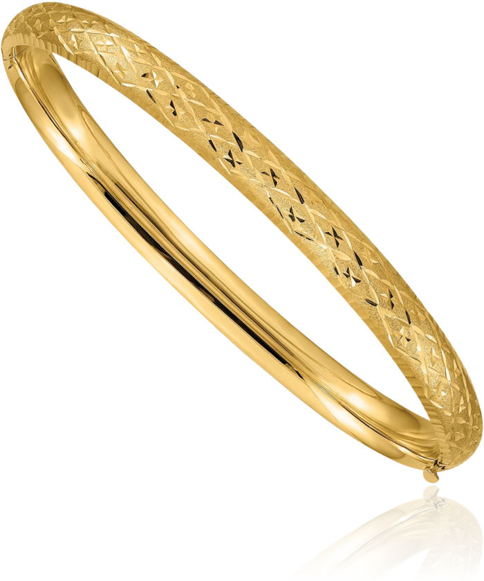 14K Solid Yellow Gold 6.35mm Bangle Bracelet