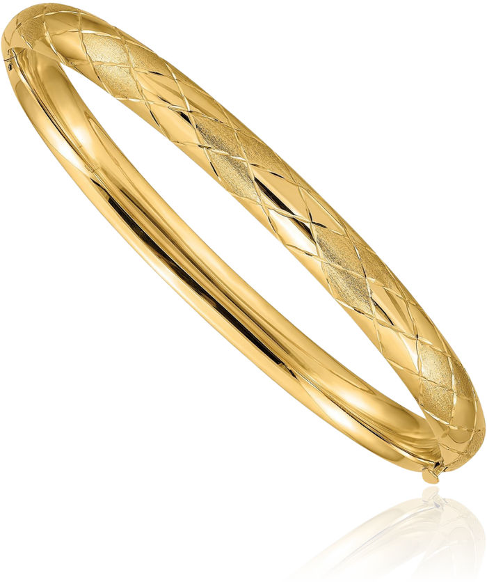 14K Solid Yellow Gold 6.35mm Bangle Bracelet