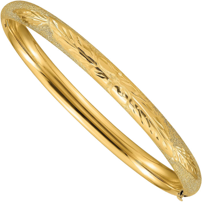 14K Solid Yellow Gold 6.35mm Bangle Bracelet