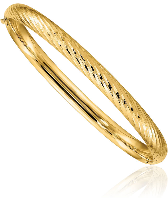 14K Solid Yellow Gold 6.35mm Bangle Bracelet