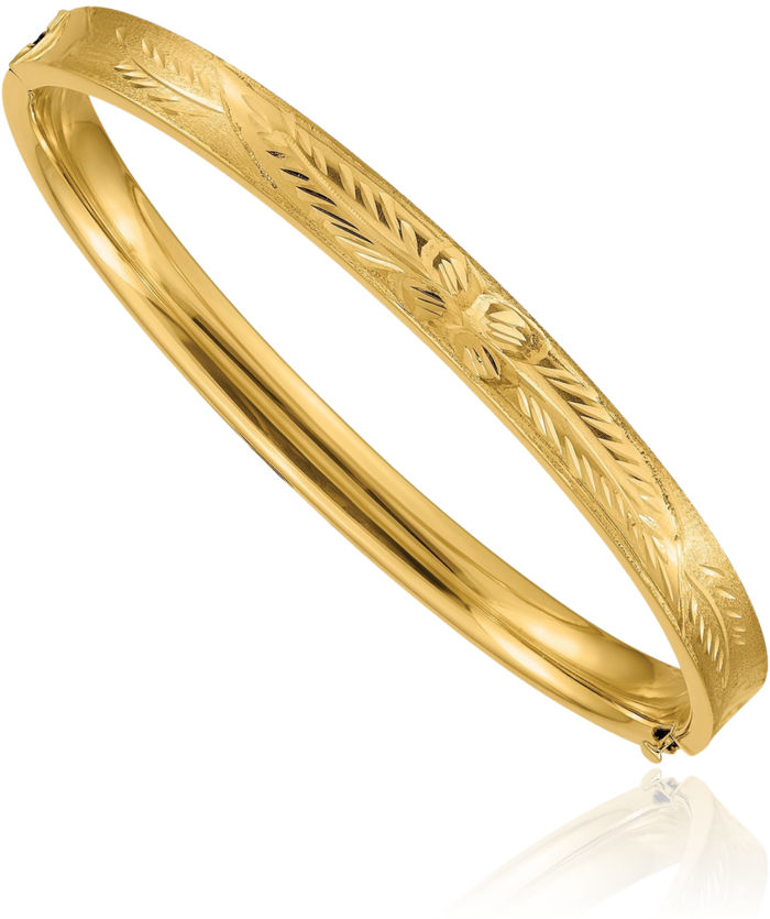 14K Solid Yellow Gold 6.35mm Concave Bangle Bracelet