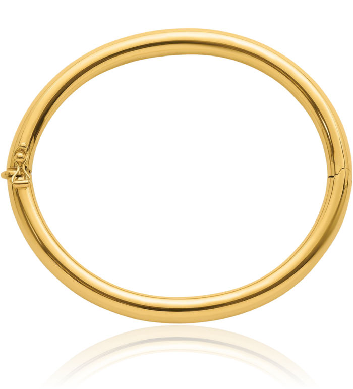 14K Solid Yellow Gold 6.3mm Bangle Bracelet