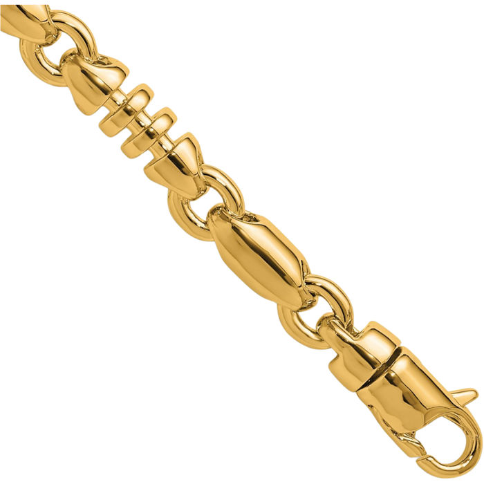 14K Solid Yellow Gold 6.3mm Bullet Link Chain Bracelet