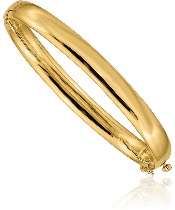 14K Solid Yellow Gold 6.4mm Bangle Bracelet