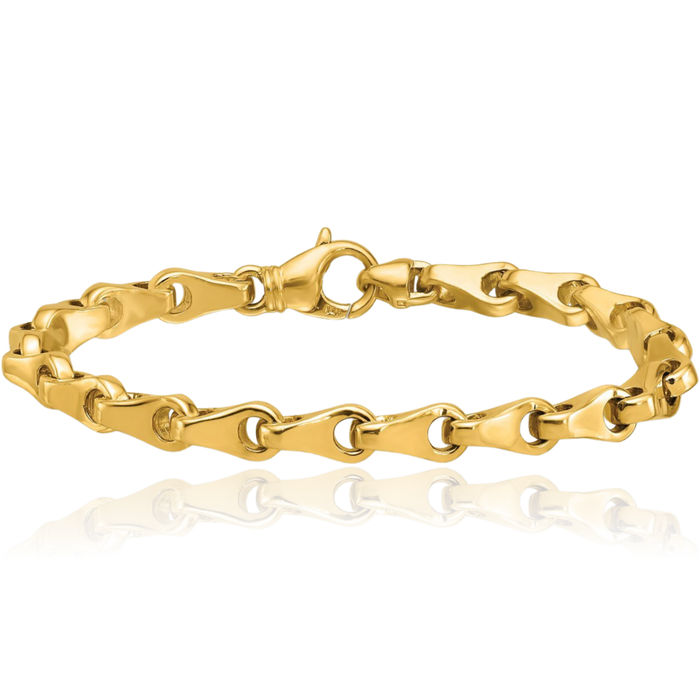 14K Solid Yellow Gold 6.4mm Link Chain Bracelet