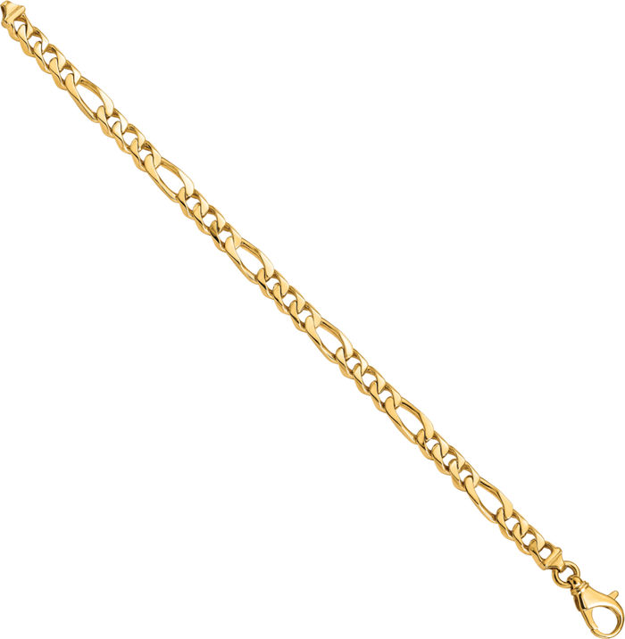 14K Solid Yellow Gold 6.5mm Figaro Link Chain Bracelet