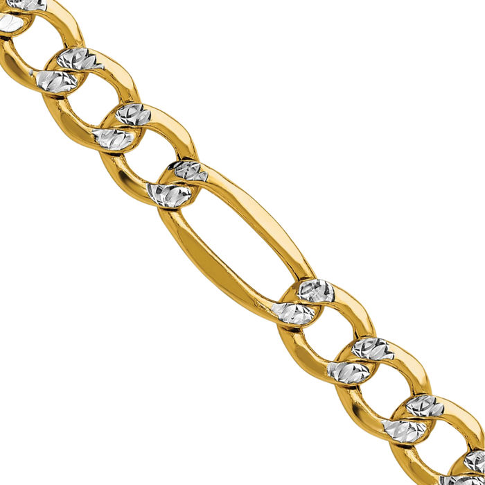 14K Solid Yellow Gold 6.5mm Figaro Link Chain Necklace