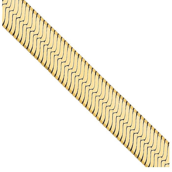 14K Solid Yellow Gold 6.5mm Herringbone Chain Necklace